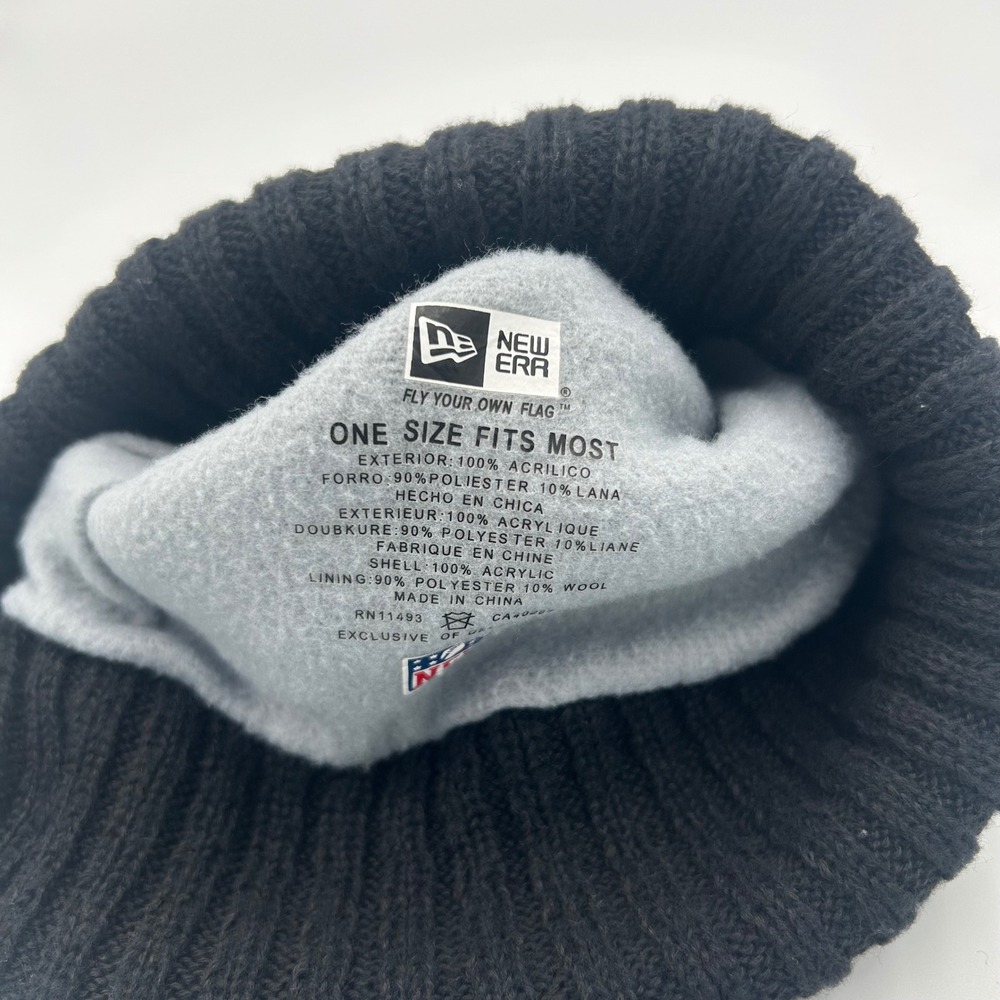 New Era Miami Dolphins Hat Unisex OSFM Black Knit Pom Beanie Fleece Lined - Picture 3 of 4